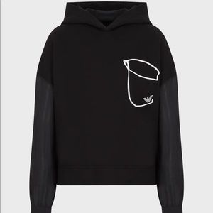 Hooded sweatshirt with trompe-l'œil pocket
